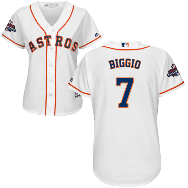 Astros #7 Craig Biggio White Home World Series Champions Women's Stitched MLB Jersey
